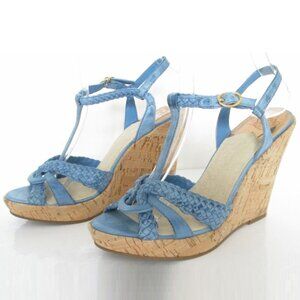 River Island  Blue Strappy Wedges Size 6